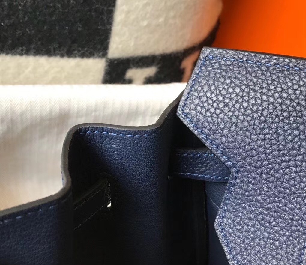 H**mes birkin 35cm bag in navy blue clemence leather
