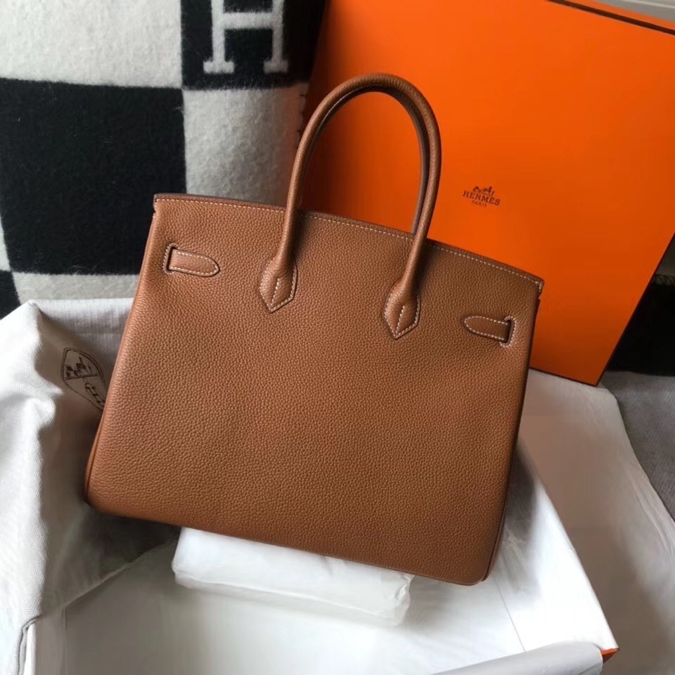 H**mes birkin 35cm bag in gold clemence leather