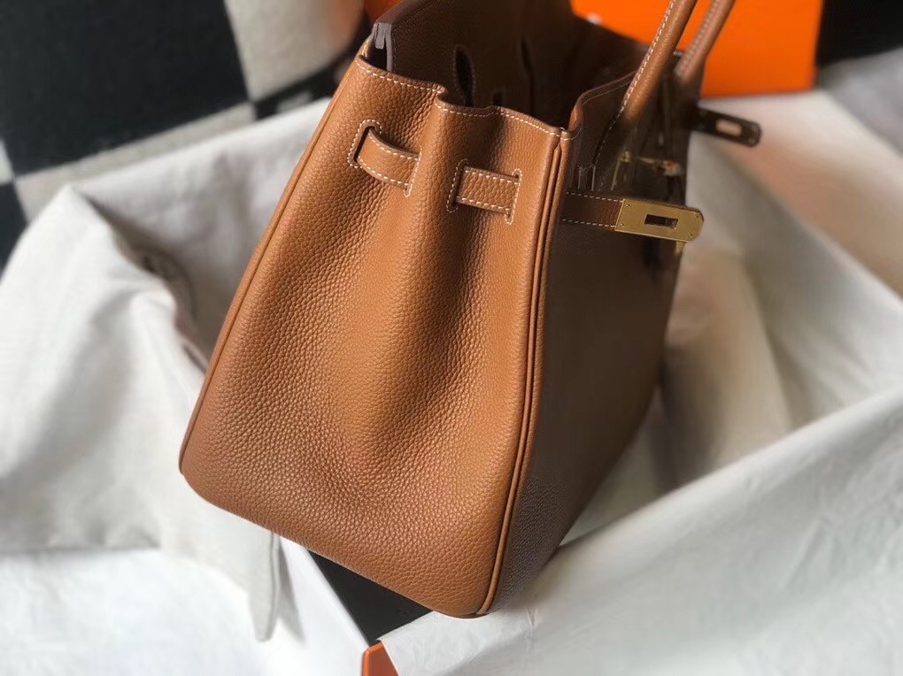 H**mes birkin 35cm bag in gold clemence leather