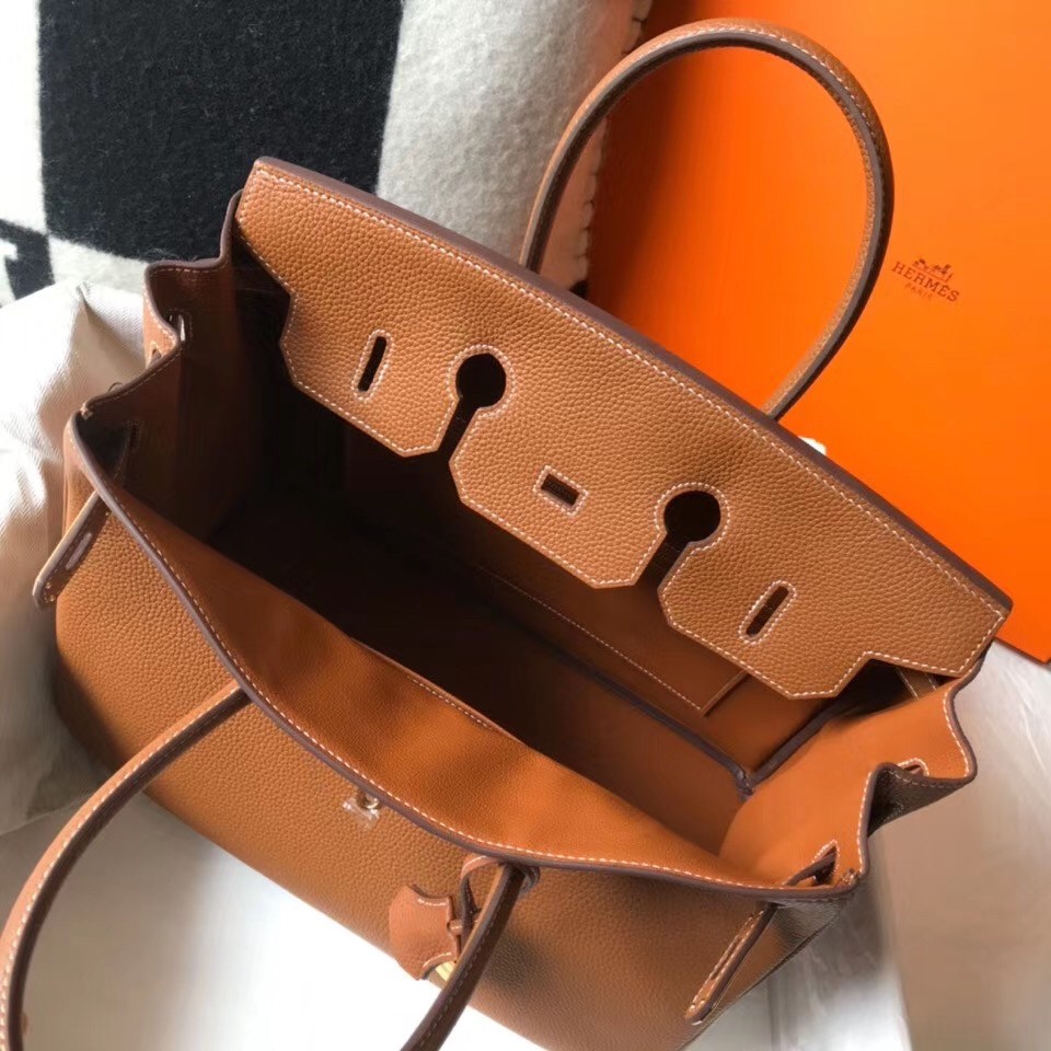H**mes birkin 35cm bag in gold clemence leather