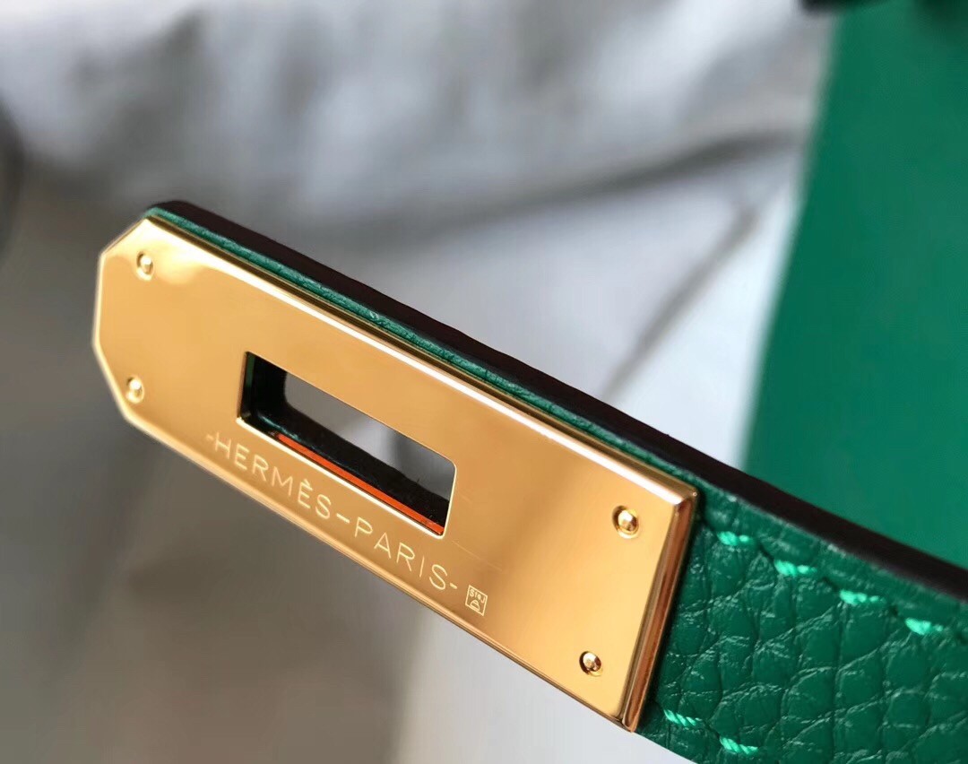 H**mes birkin 35cm bag in malachite clemence leather