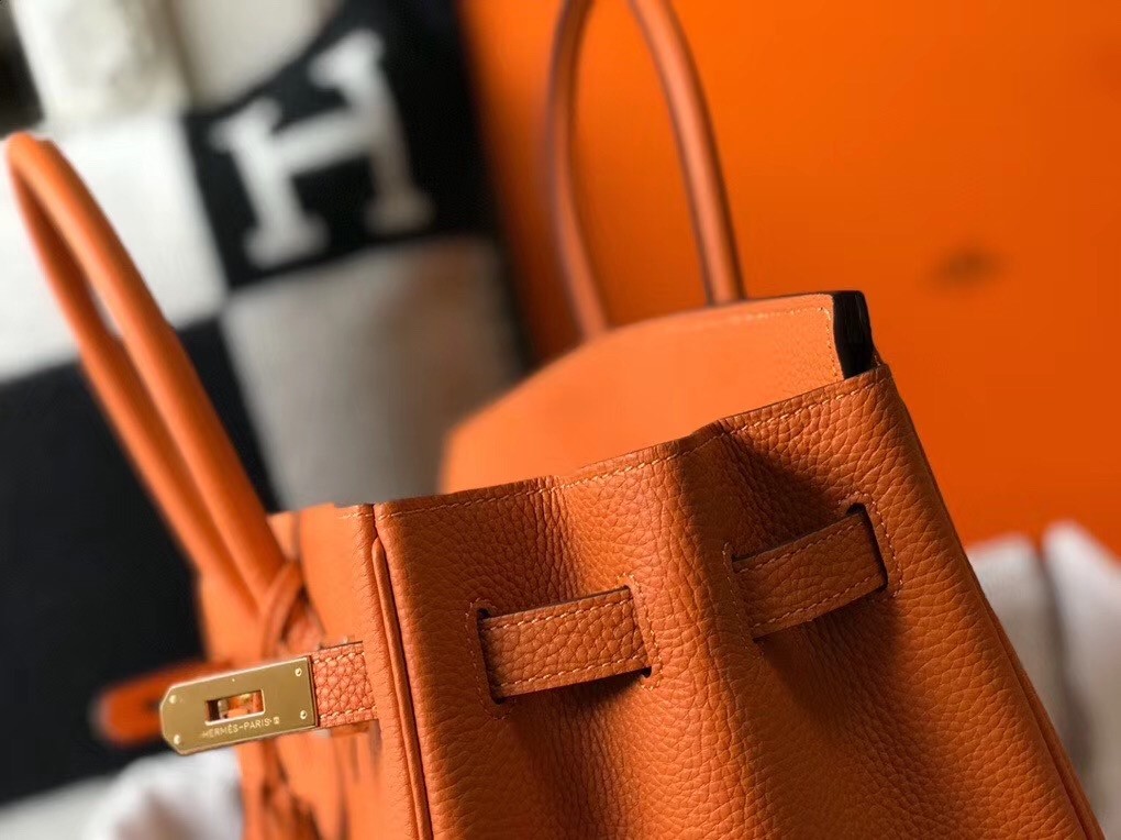 H**mes orange clemence birkin 35cm bag