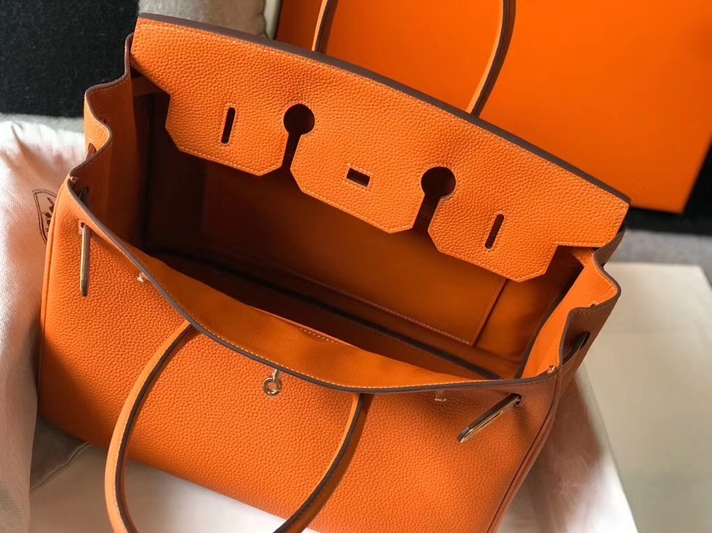 H**mes orange clemence birkin 35cm bag