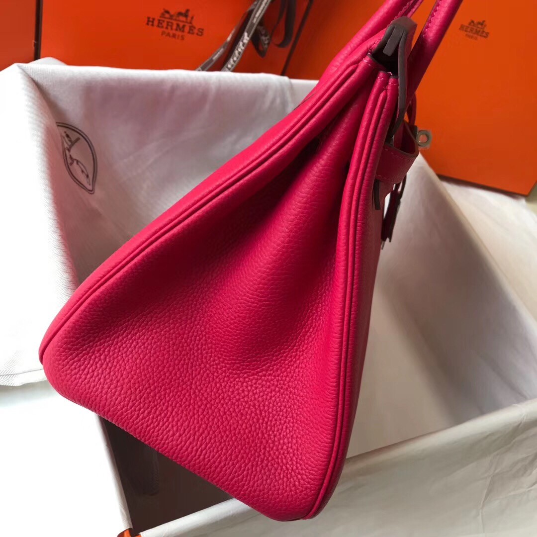 H**mes birkin 35cm bag in rose red clemence leather