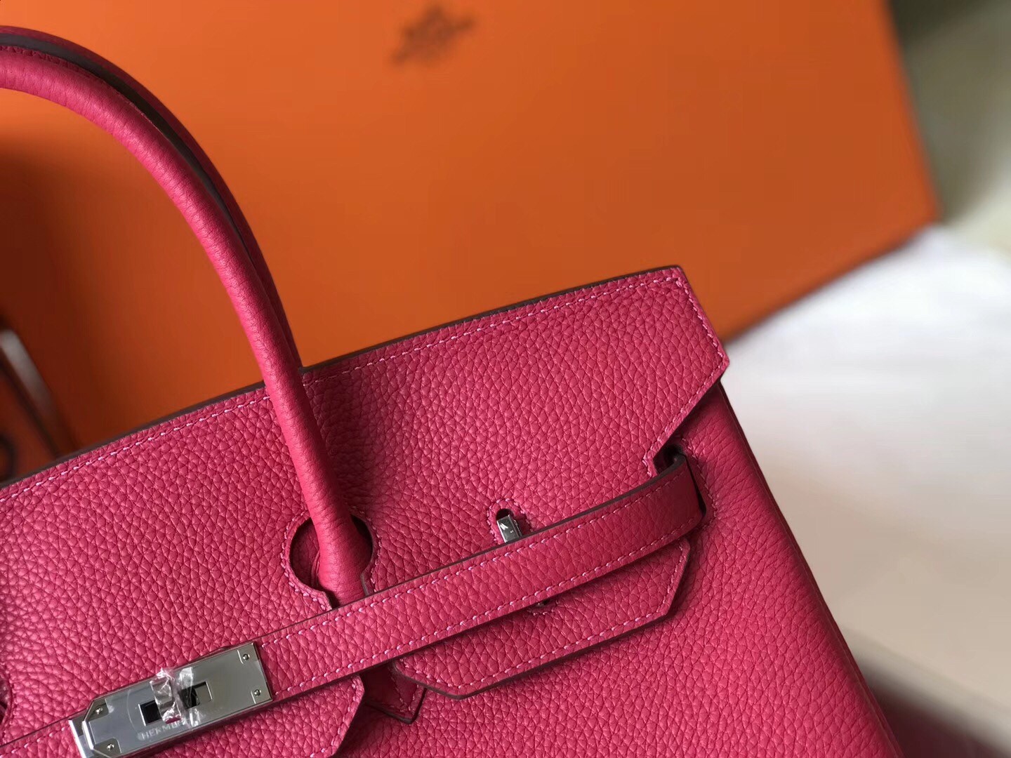 H**mes birkin 35cm bag in rose red clemence leather