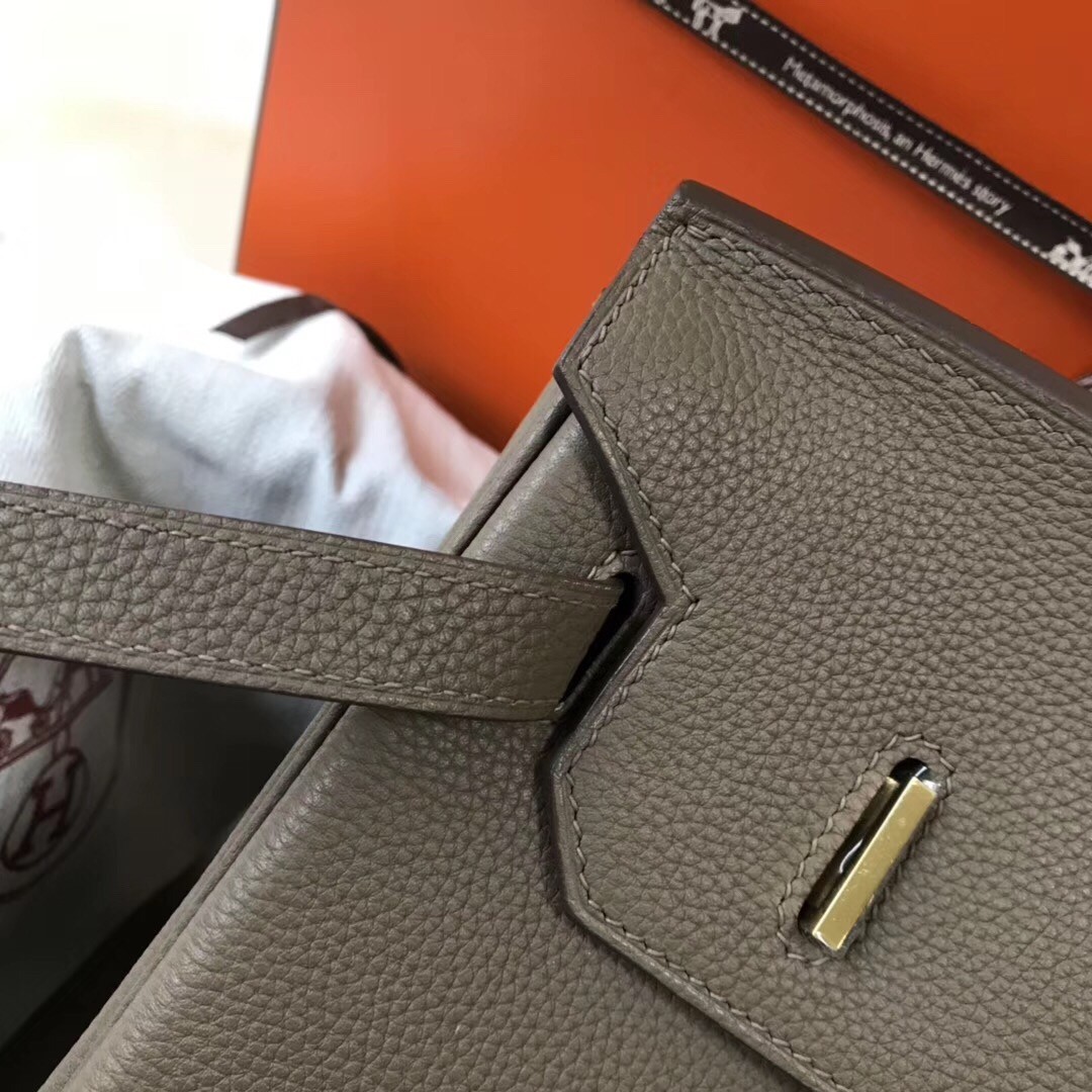 H**mes birkin 35cm bag in taupe clemence leather