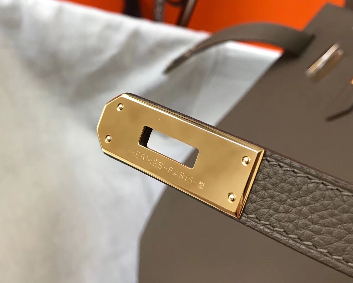 H**mes birkin 35cm bag in taupe clemence leather