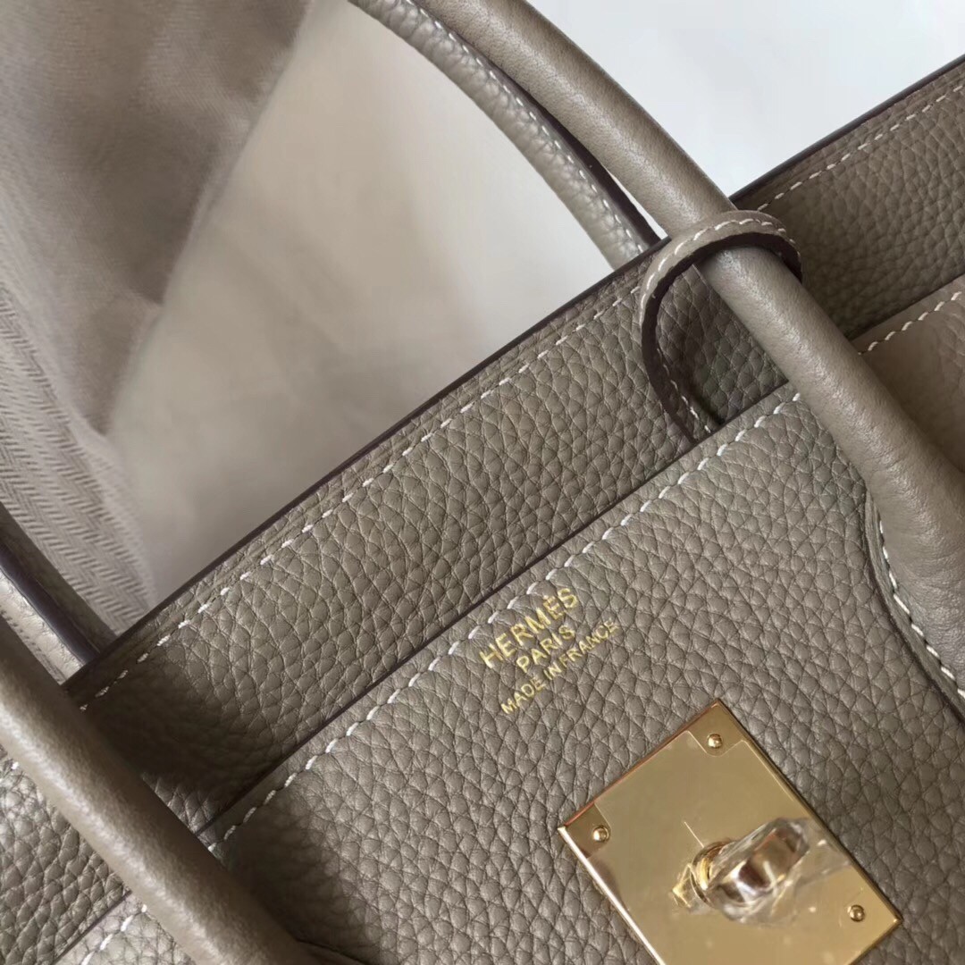 H**mes birkin 35cm bag in tourterelle clemence leather