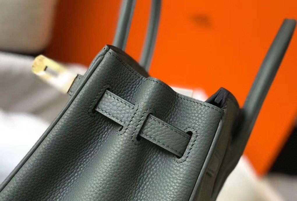 H**mes birkin 35cm bag in vert amande clemence leather