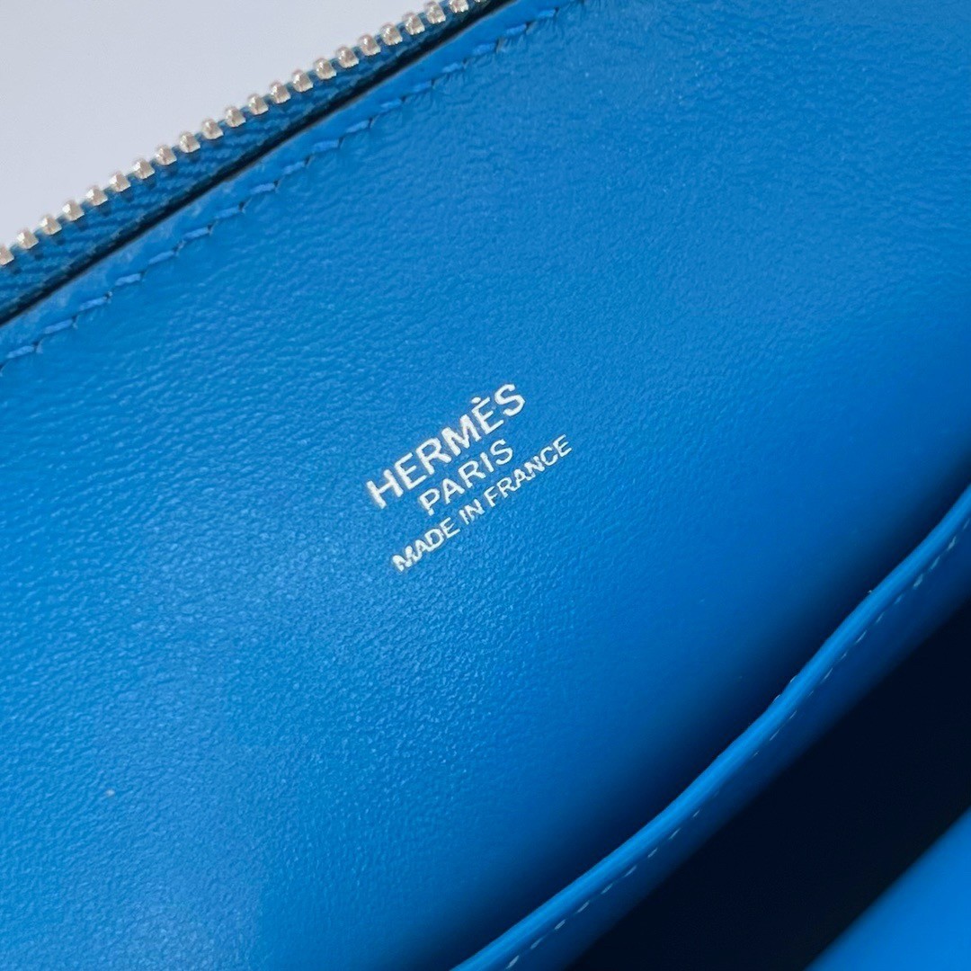 H**mes bolide 1923 mini handmade bag in blue frida chevre mysore leather