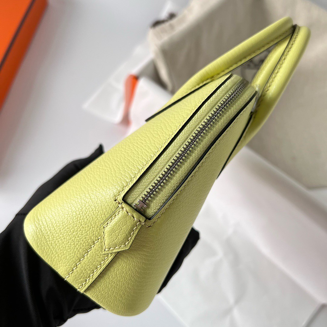 H**mes bolide 1923 mini handmade bag in jaune bourgeon chevre mysore leather