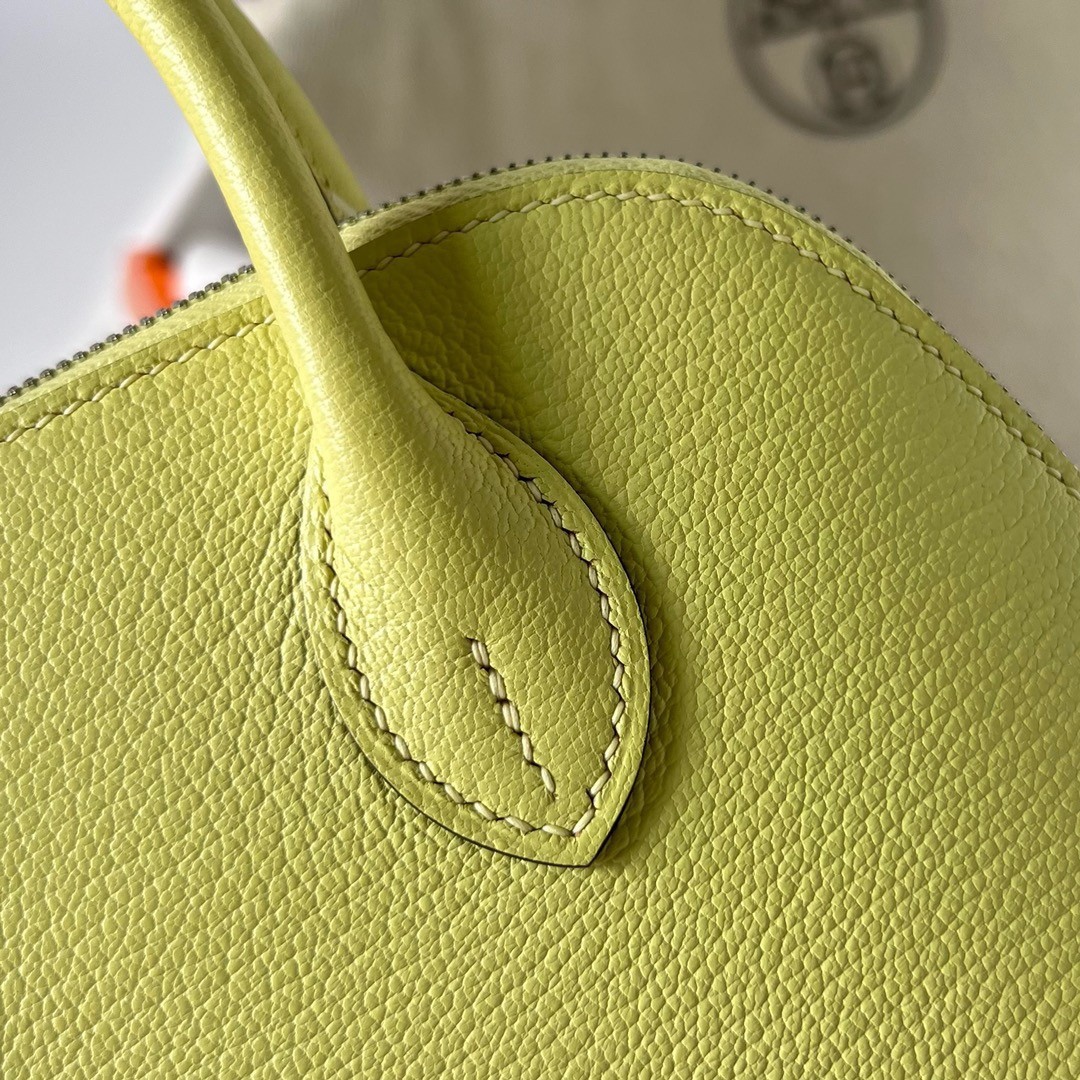 H**mes bolide 1923 mini handmade bag in jaune bourgeon chevre mysore leather