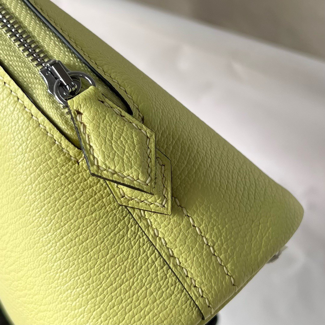 H**mes bolide 1923 mini handmade bag in jaune bourgeon chevre mysore leather