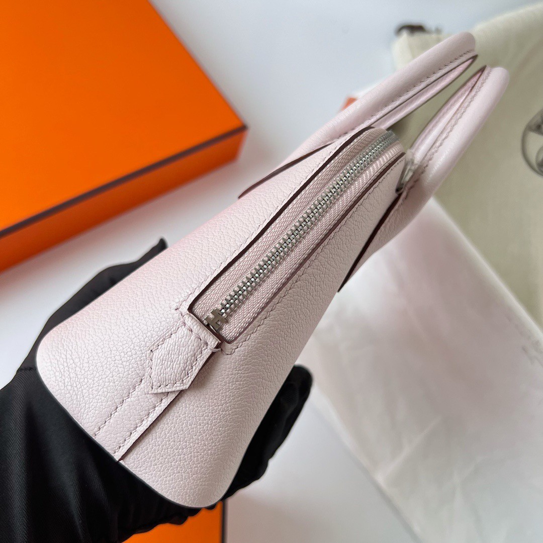 H**mes bolide 1923 mini handmade bag in mauve pale chevre mysore leather