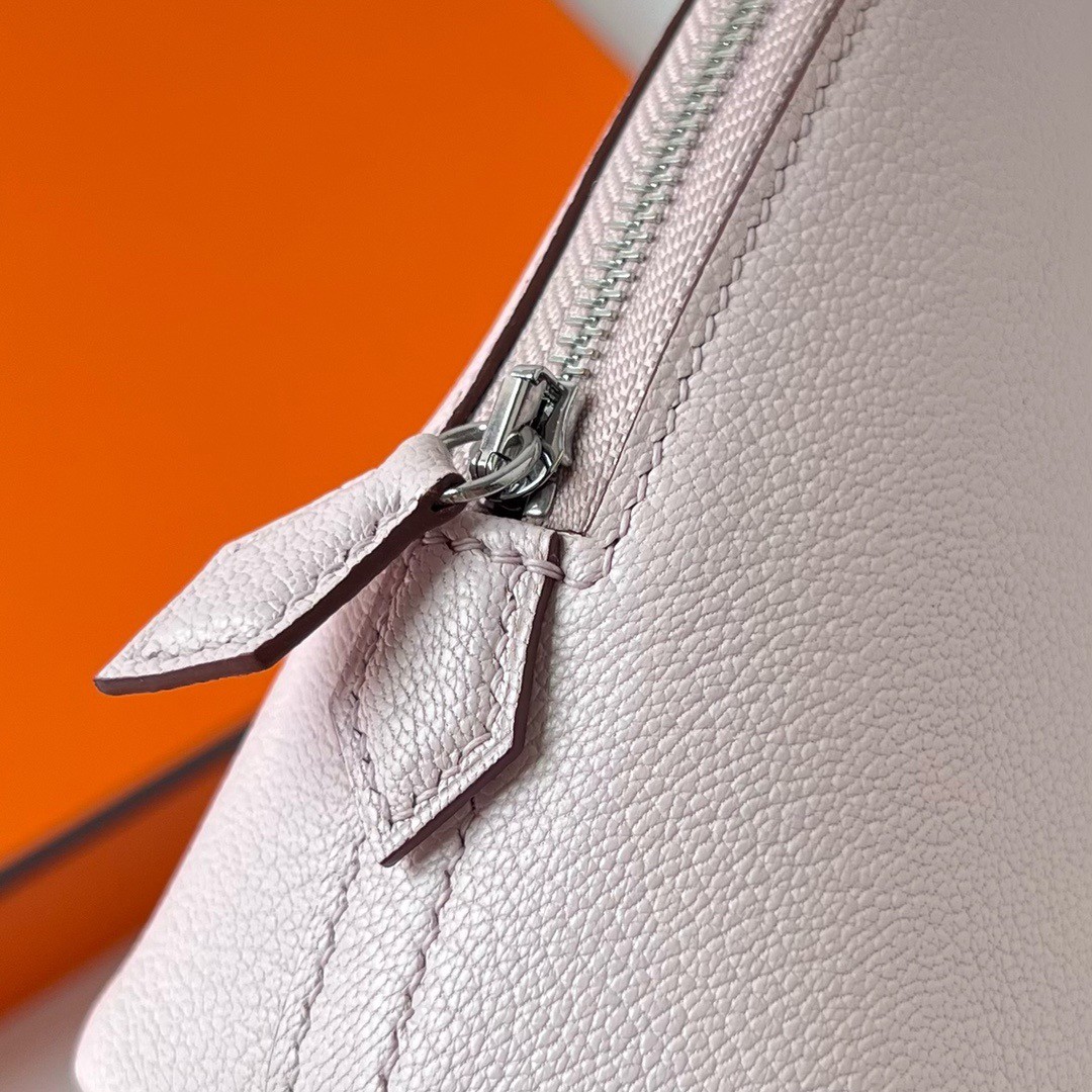 H**mes bolide 1923 mini handmade bag in mauve pale chevre mysore leather