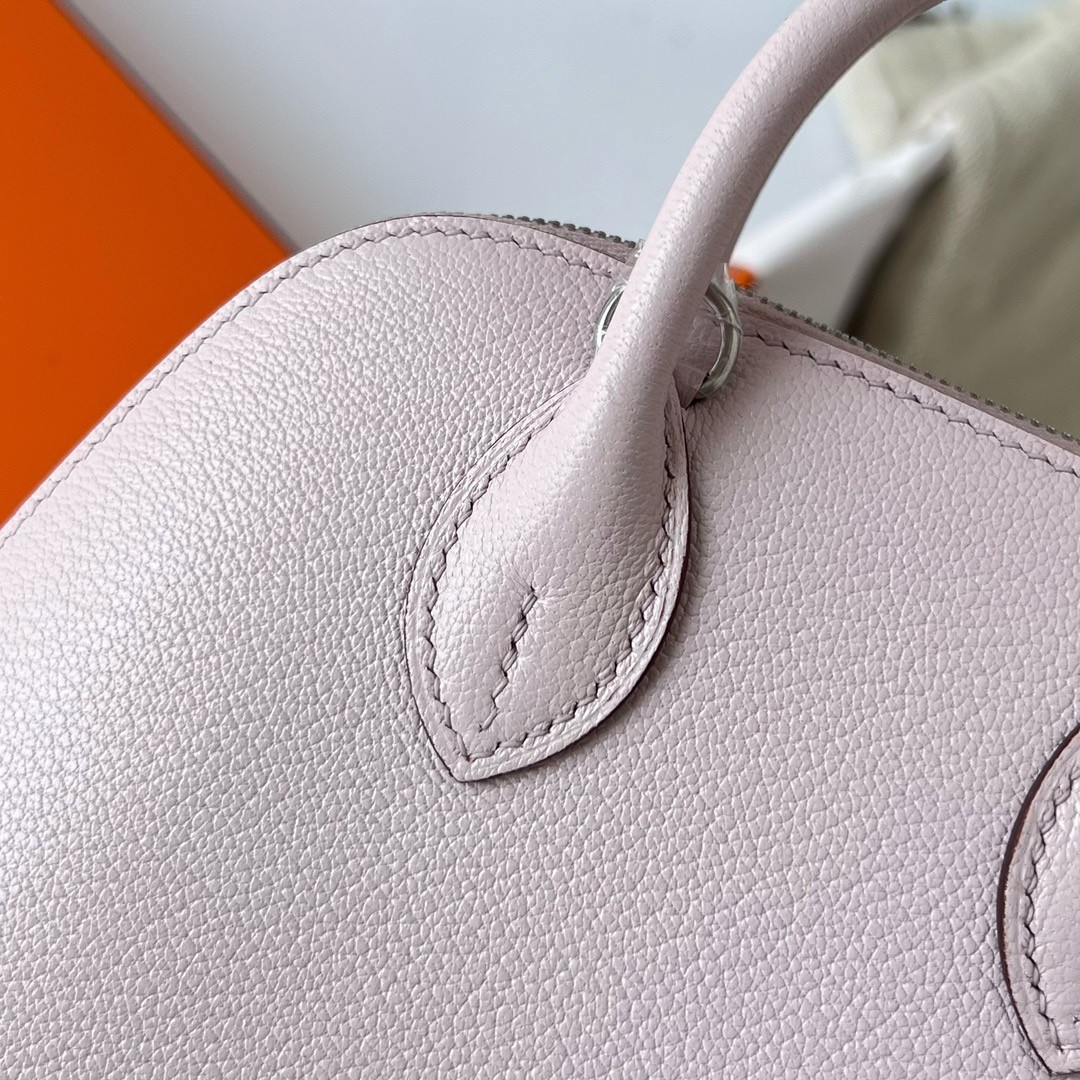 H**mes bolide 1923 mini handmade bag in mauve pale chevre mysore leather