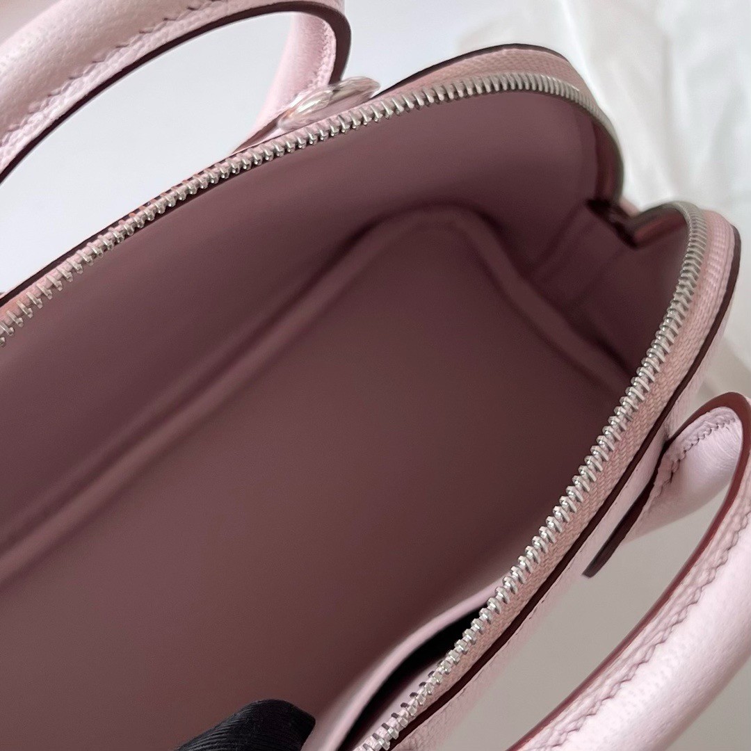 H**mes bolide 1923 mini handmade bag in mauve pale chevre mysore leather