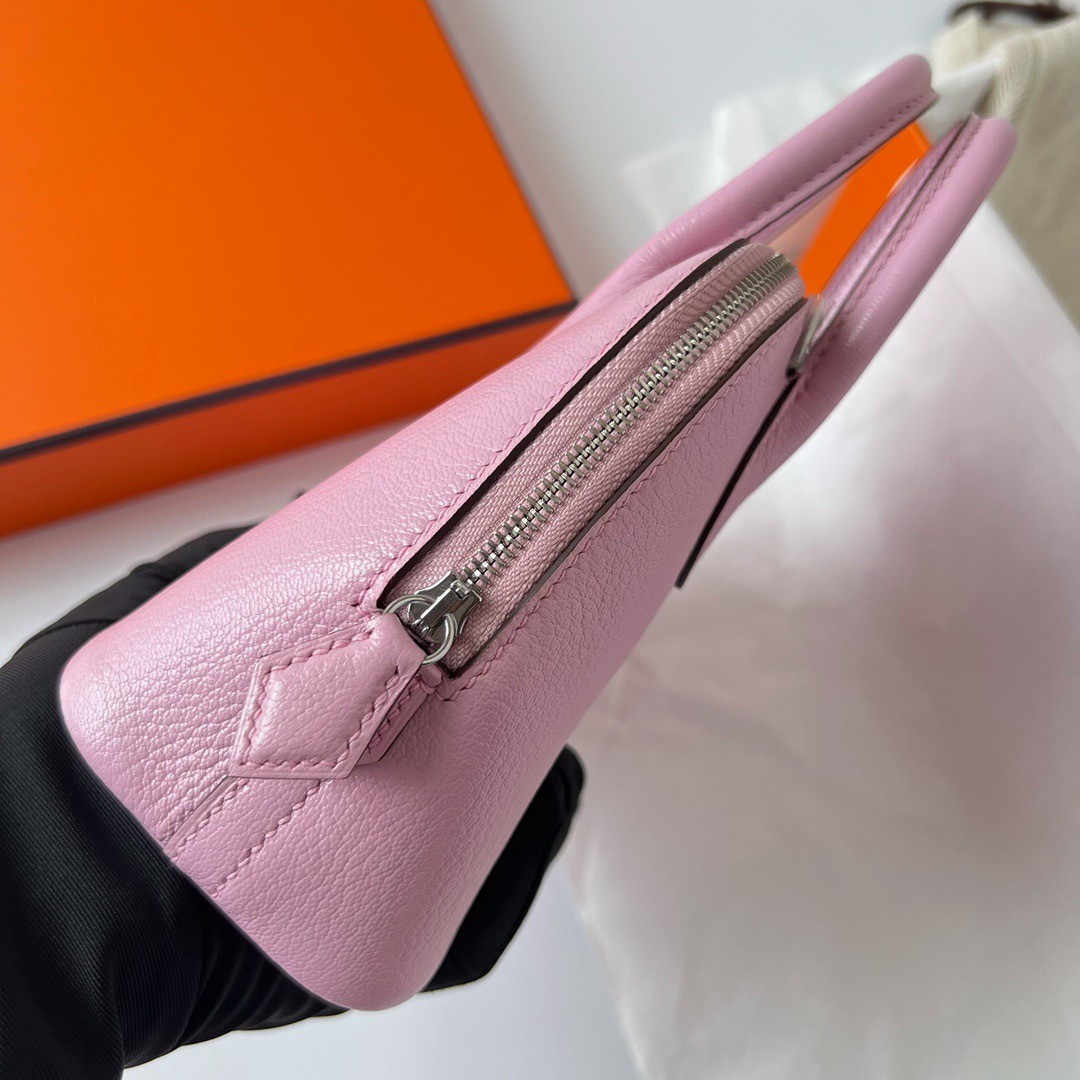 H**mes bolide 1923 mini handmade bag in mauve sylvestre chevre mysore leather