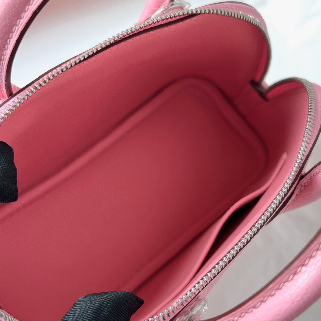 H**mes bolide 1923 mini handmade bag in rose confetti chevre mysore leather
