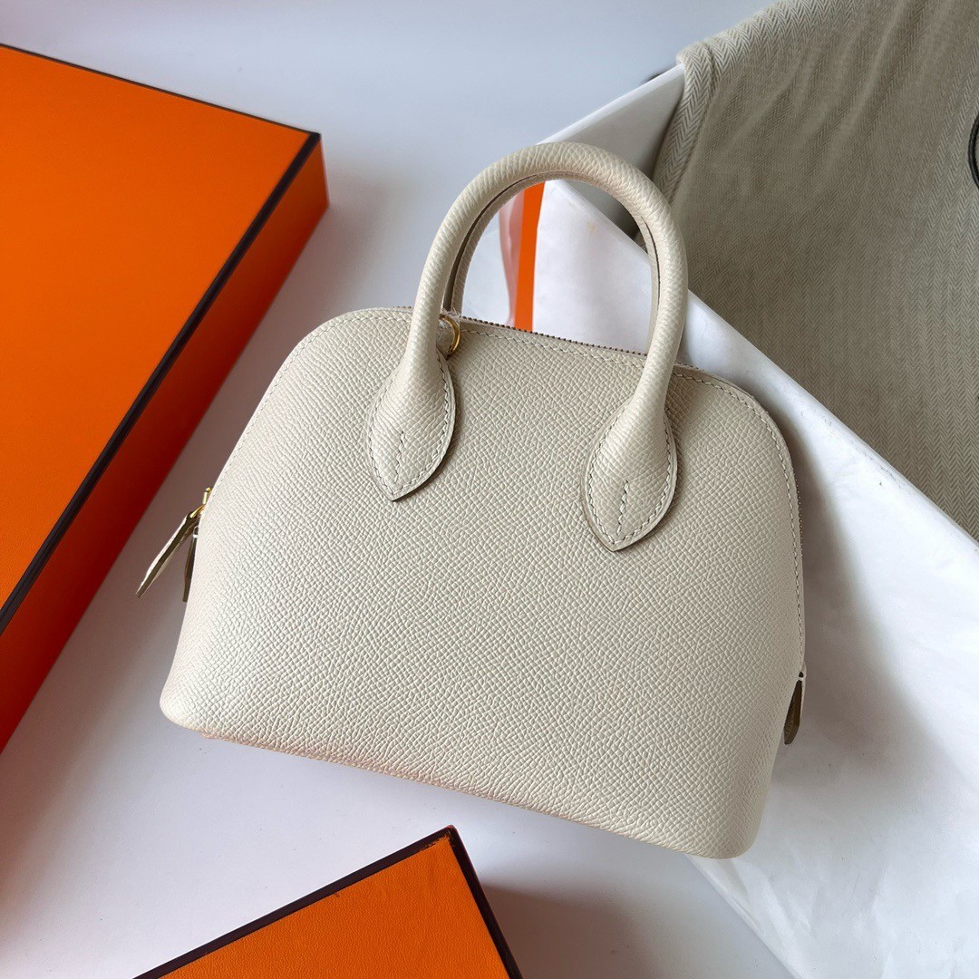 H**mes bolide 1923 mini handmade bag in craie epsom calfskin