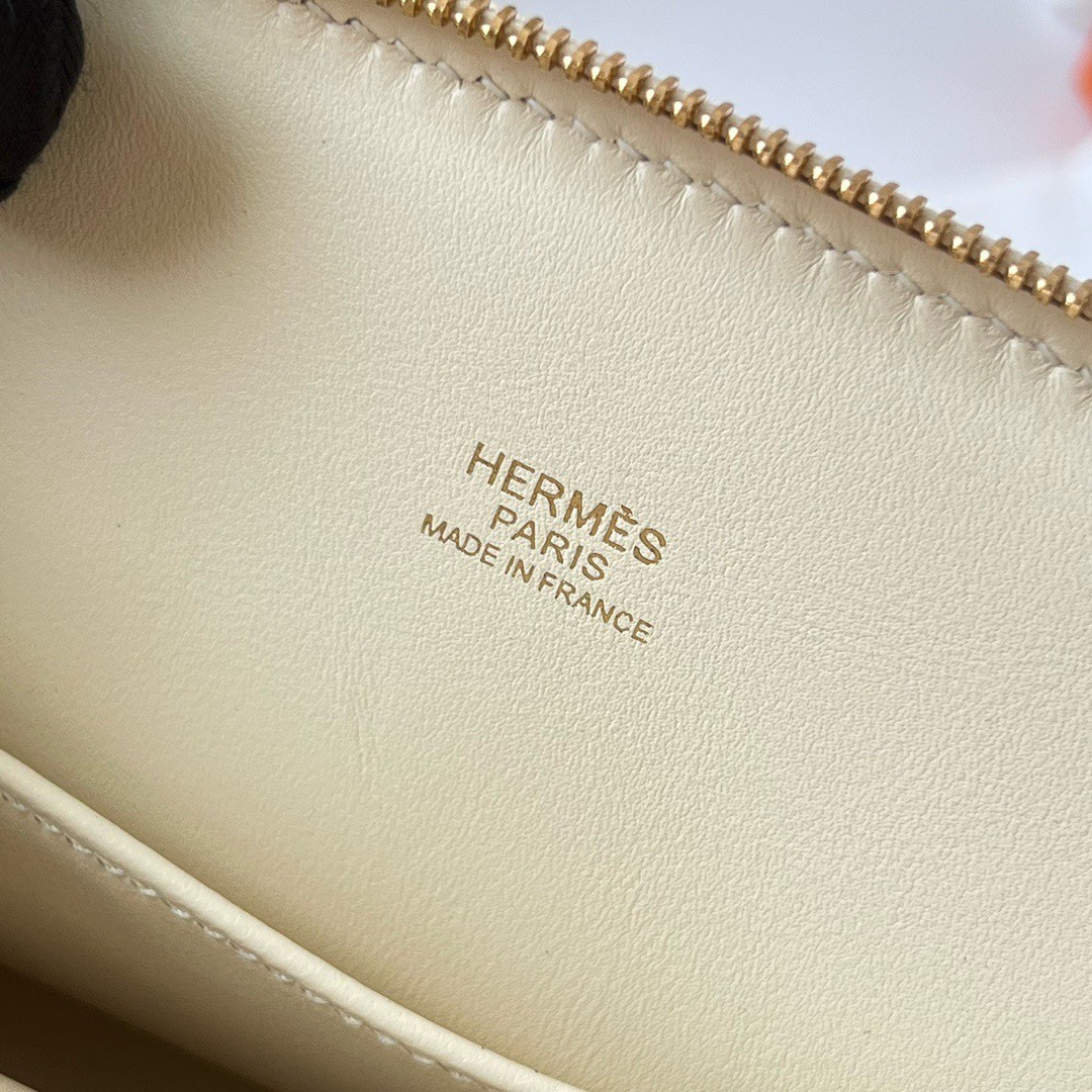 H**mes bolide 1923 mini handmade bag in craie epsom calfskin