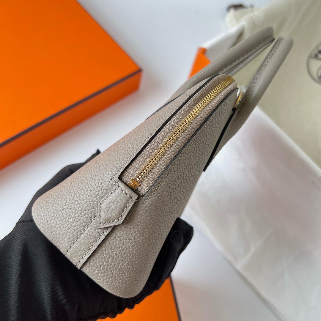 H**mes bolide 1923 mini handmade bag in gris asphalt evercolor calfskin