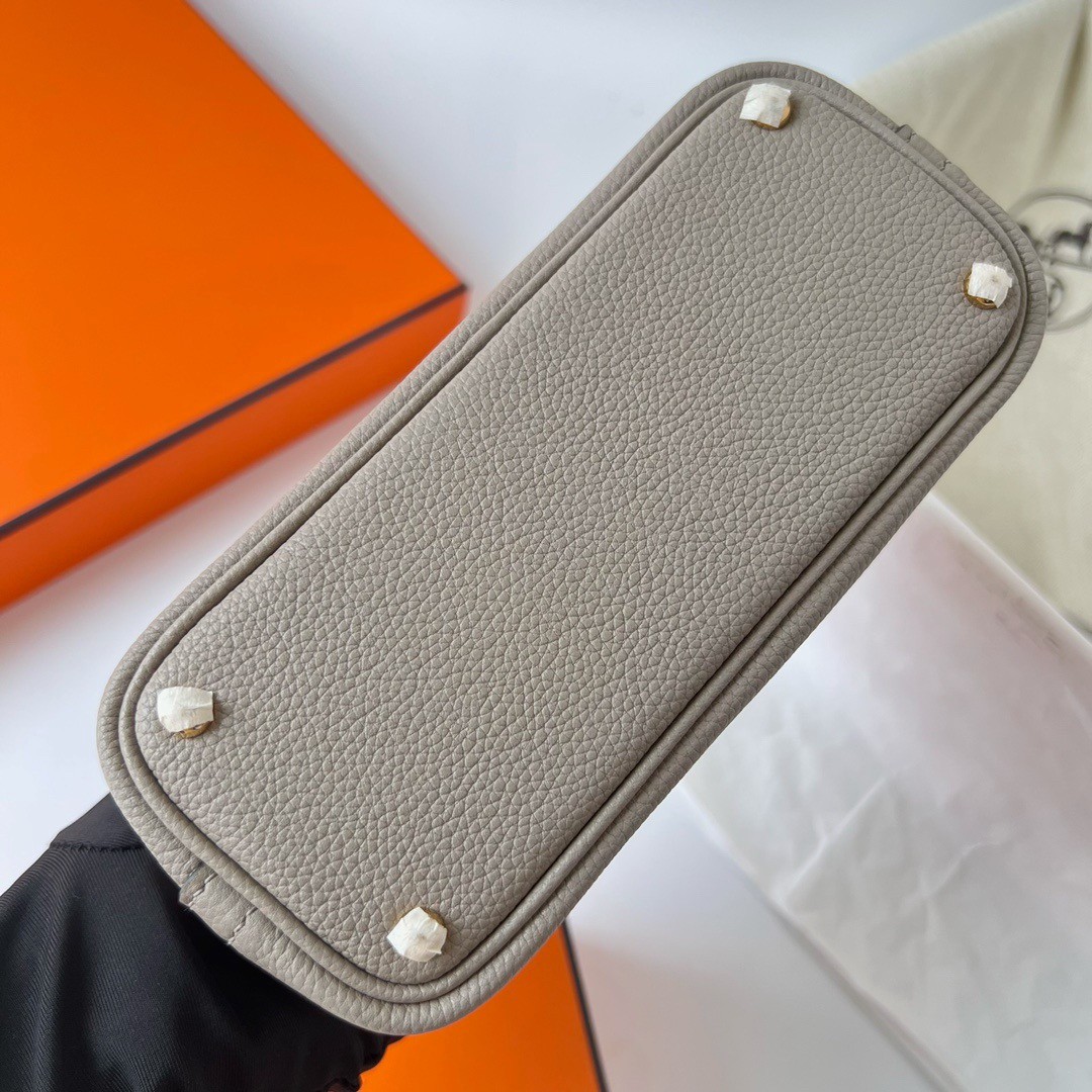H**mes bolide 1923 mini handmade bag in gris asphalt evercolor calfskin