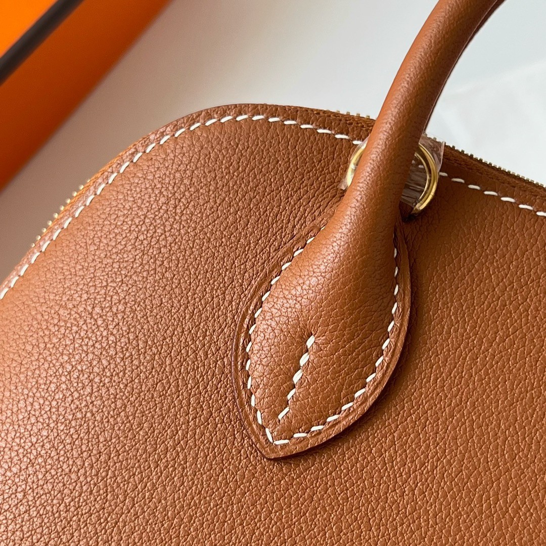 H**mes bolide 1923 mini handmade bag in gold evercolor calfskin