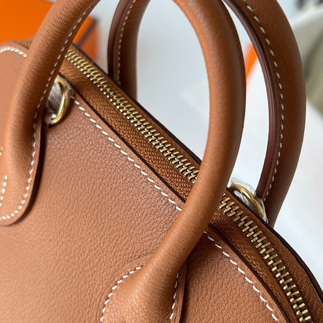 H**mes bolide 1923 mini handmade bag in gold evercolor calfskin