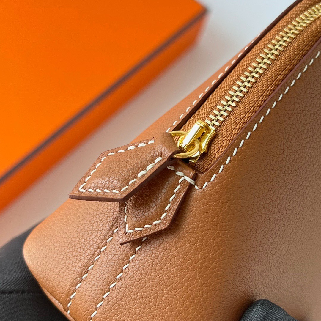 H**mes bolide 1923 mini handmade bag in gold evercolor calfskin