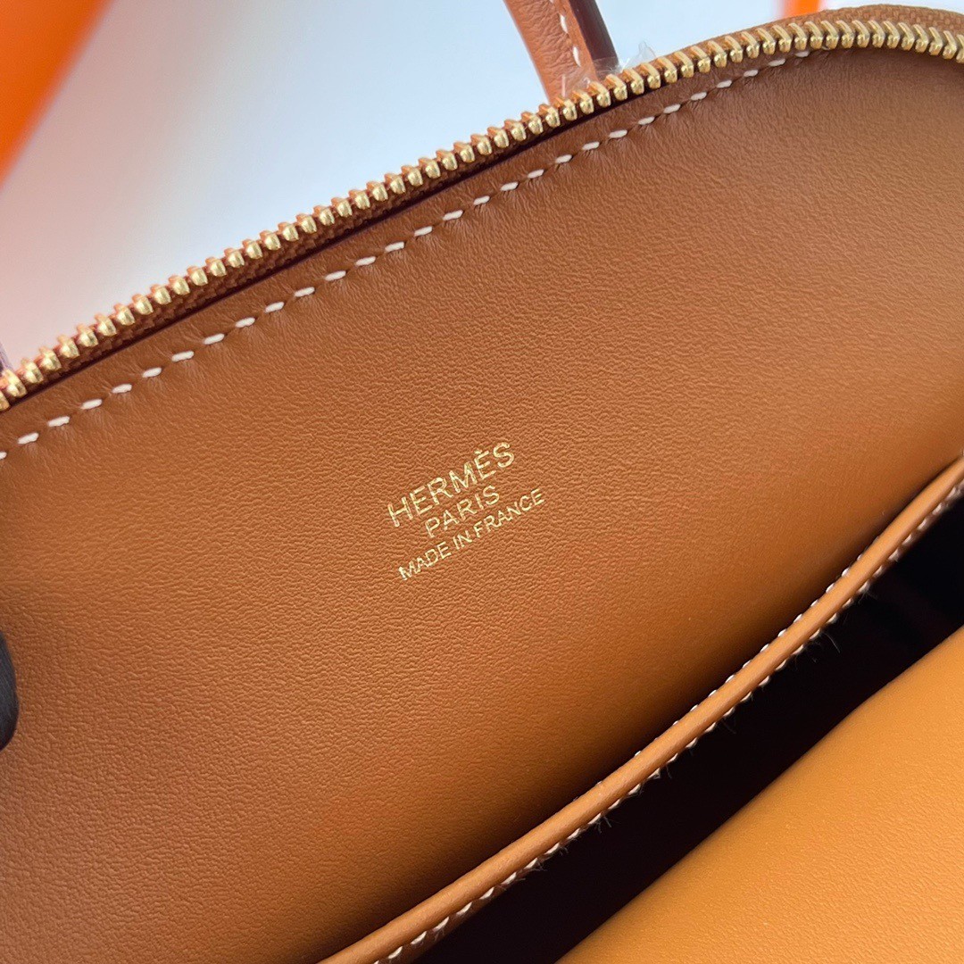 H**mes bolide 1923 mini handmade bag in gold evercolor calfskin