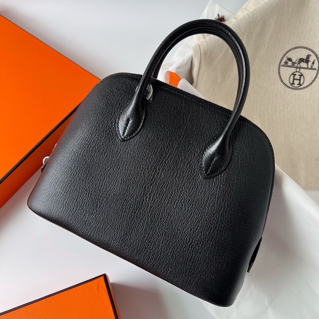 H**mes bolide 1923 25 handmade bag in black chevre mysore leather