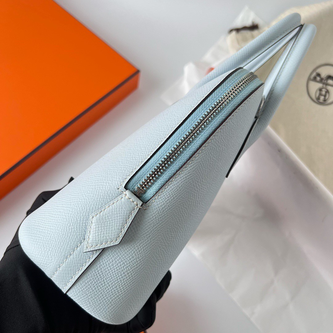 H**mes bolide 1923 25 handmade bag in blue brume epsom calfskin