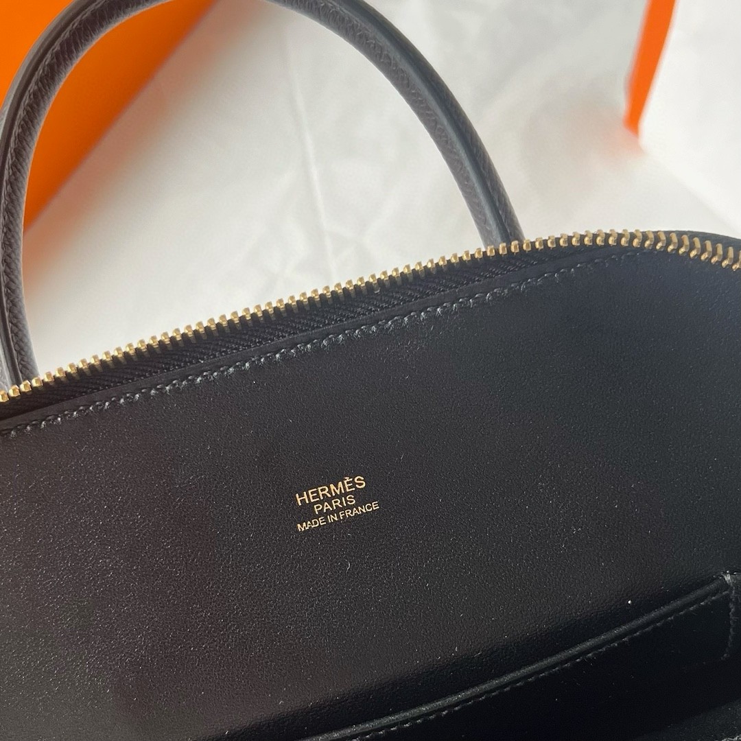 H**mes bolide 1923 25 handmade bag in black epsom calfskin
