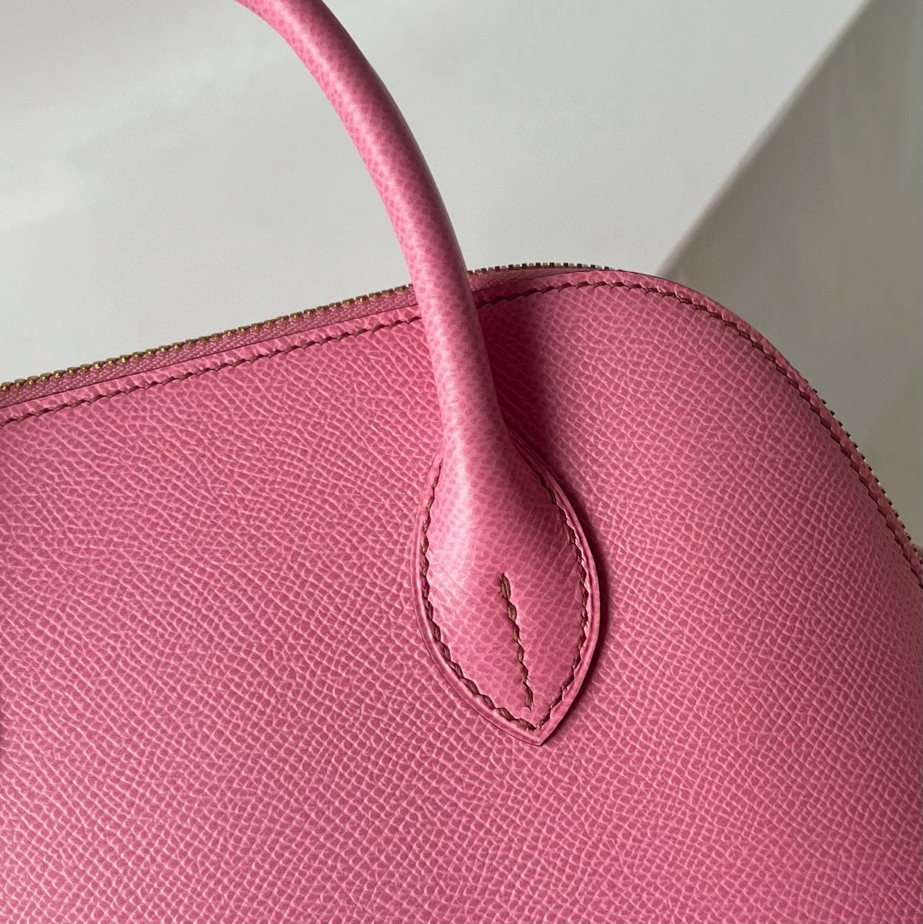 H**mes bolide 1923 25 handmade bag in rose sakura epsom calfskin