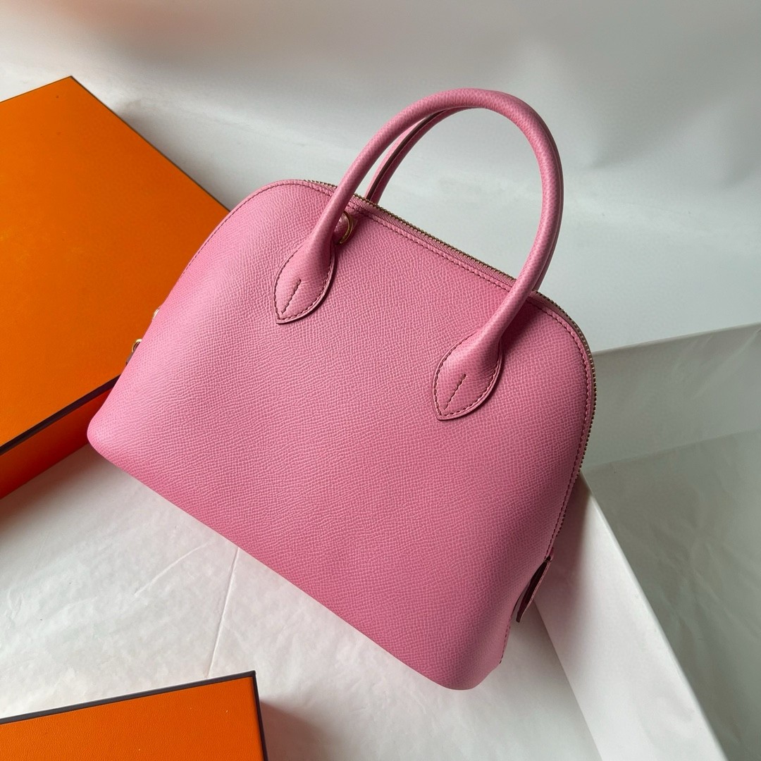 H**mes bolide 1923 25 handmade bag in rose sakura epsom calfskin