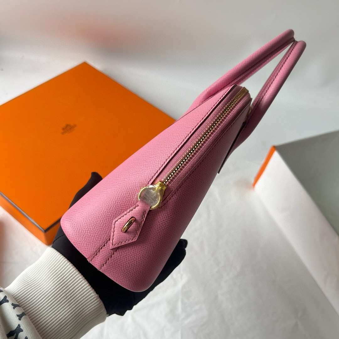 H**mes bolide 1923 25 handmade bag in rose sakura epsom calfskin