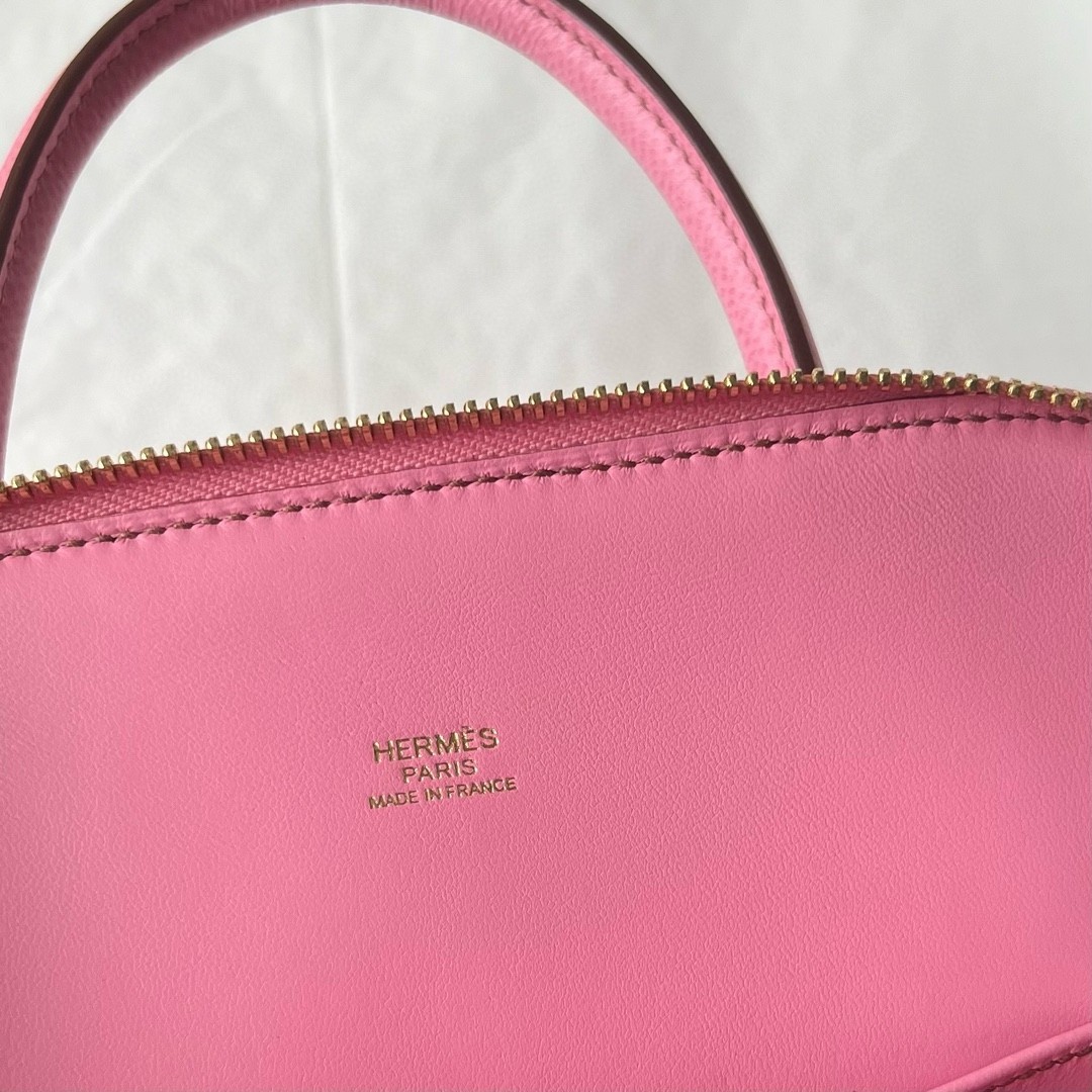 H**mes bolide 1923 25 handmade bag in rose sakura epsom calfskin