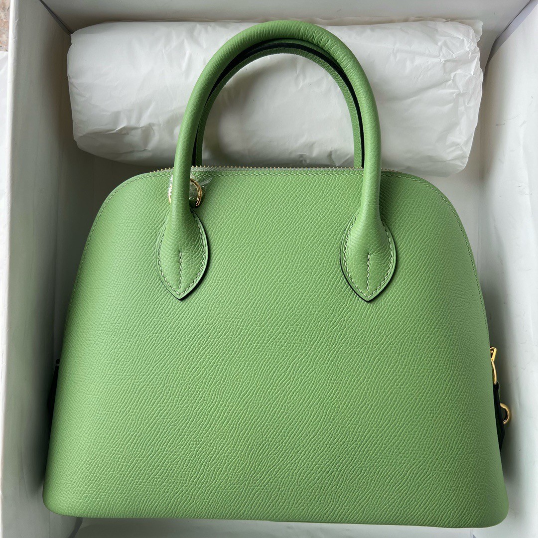 H**mes bolide 1923 25 handmade bag in vert criquet epsom calfskin