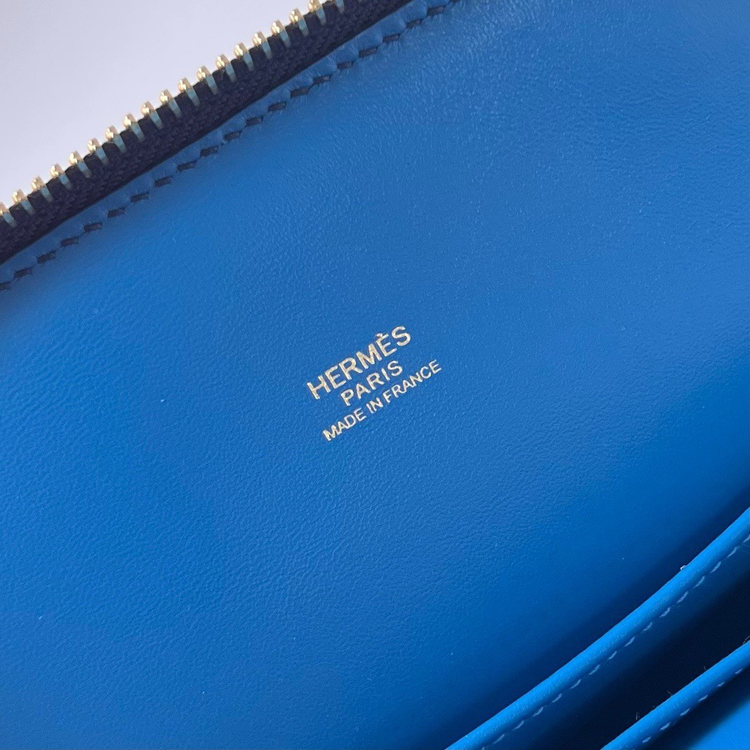 H**mes bolide 1923 25 handmade bag in blue saphir evercolor calfskin