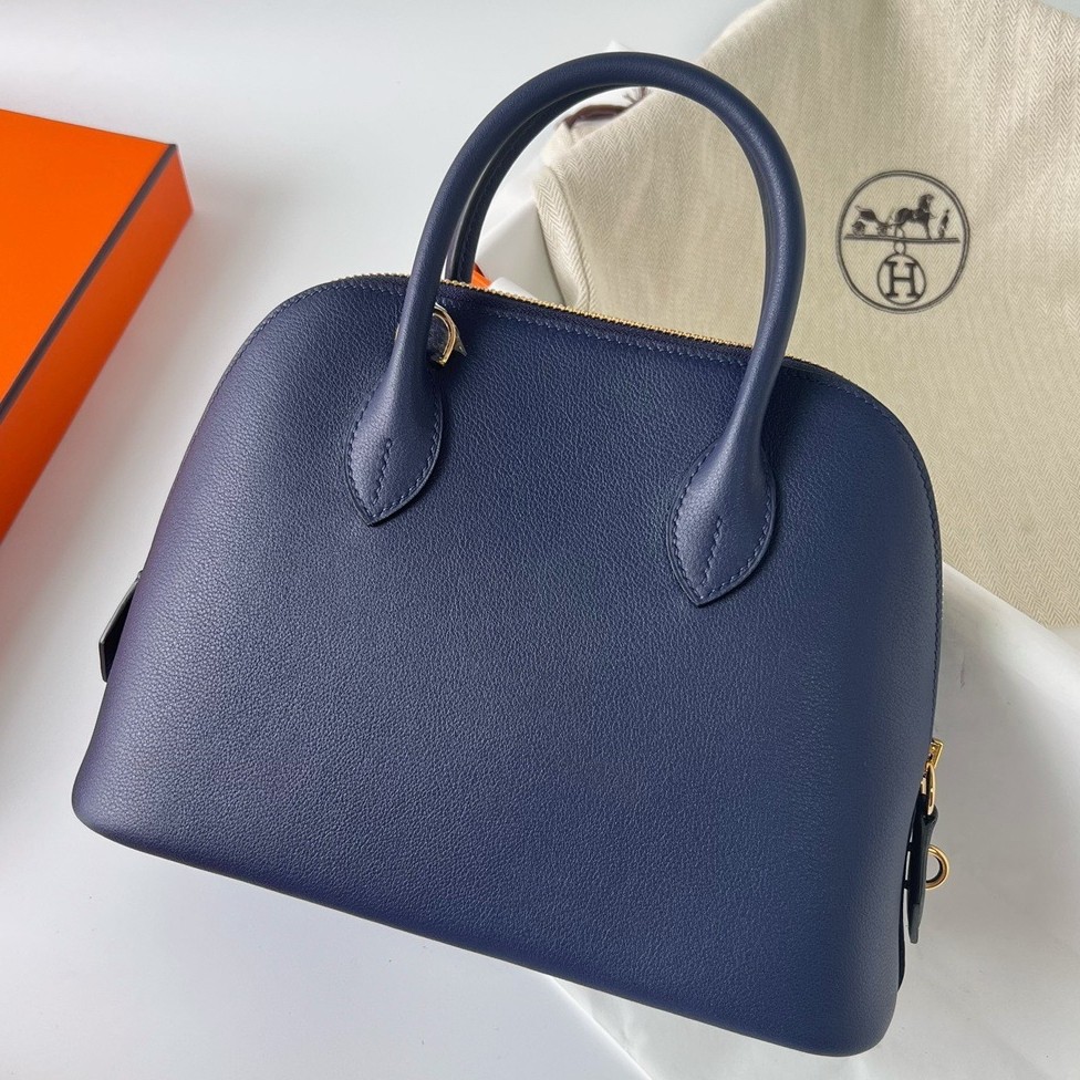 H**mes bolide 1923 25 handmade bag in blue saphir evercolor calfskin