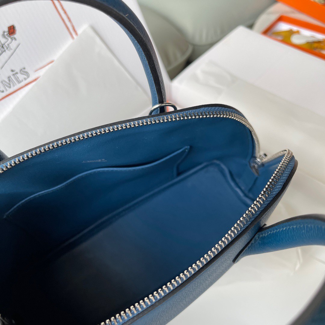 H**mes bolide 1923 25 handmade bag in deep blue evercolor calfskin