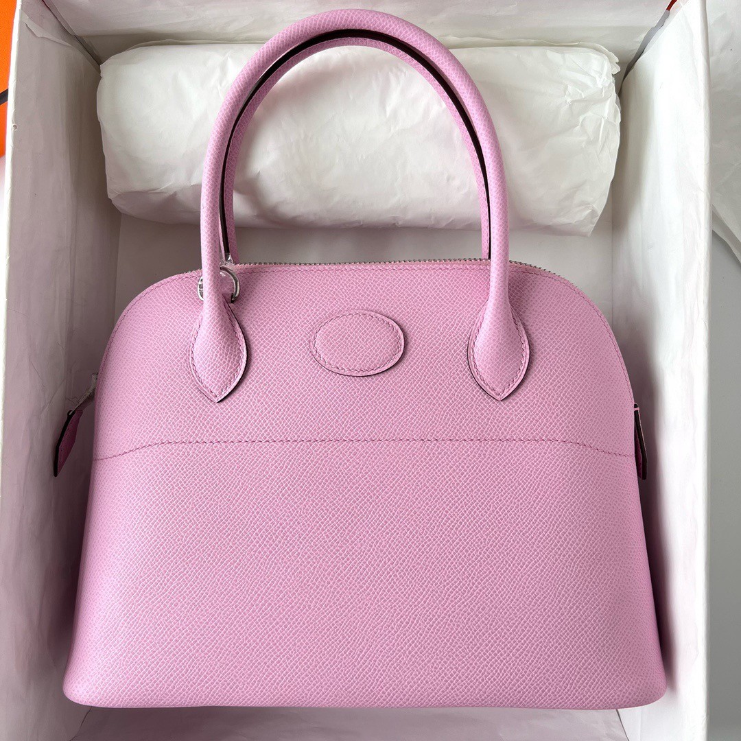 H**mes bolide 1923 27 handmade bag in mauve sylvestre epsom calfskin