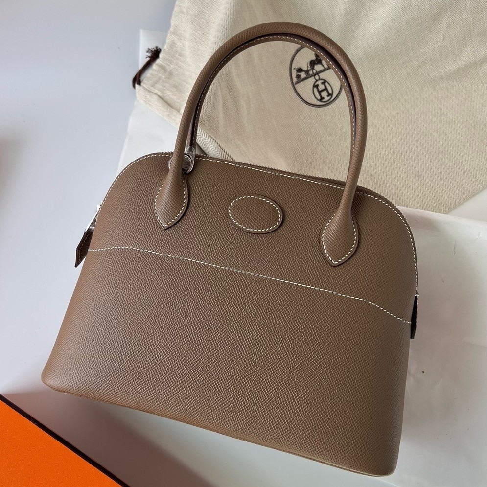 H**mes bolide 1923 27 handmade bag in taupe epsom calfskin