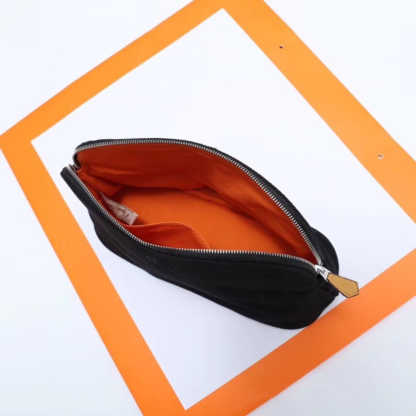 H**mes medium bolide travel case in black cotton