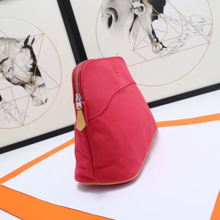 H**mes medium bolide travel case in red cotton
