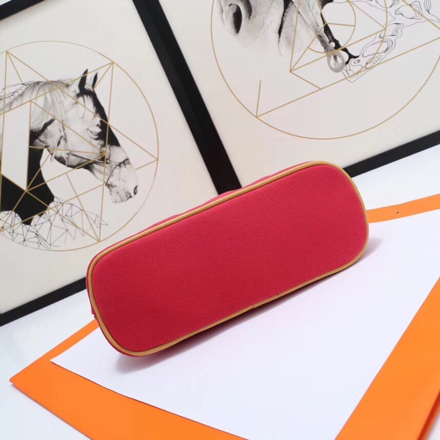 H**mes medium bolide travel case in red cotton