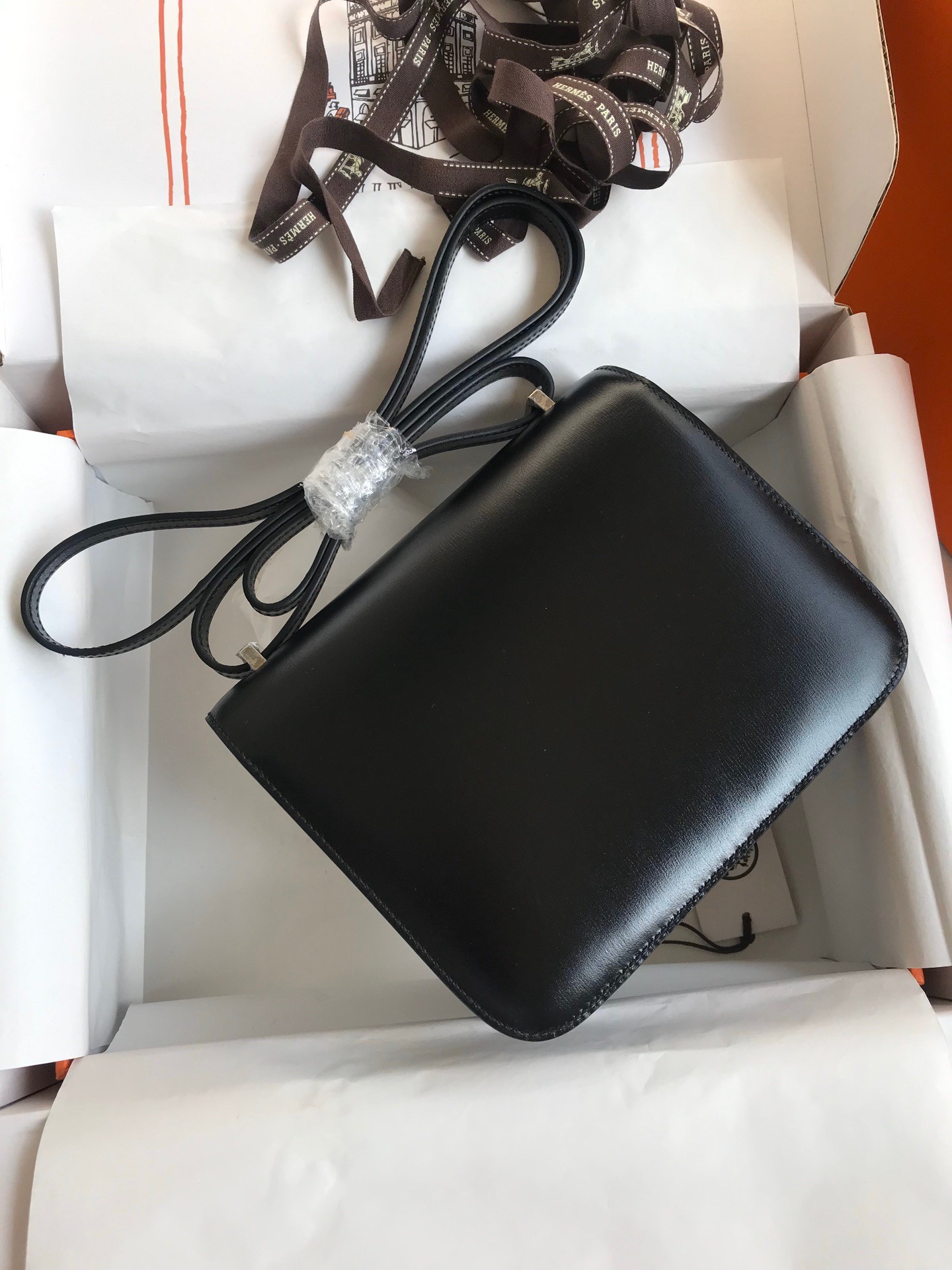H**mes constance 18 handmade bag in black box calf leather