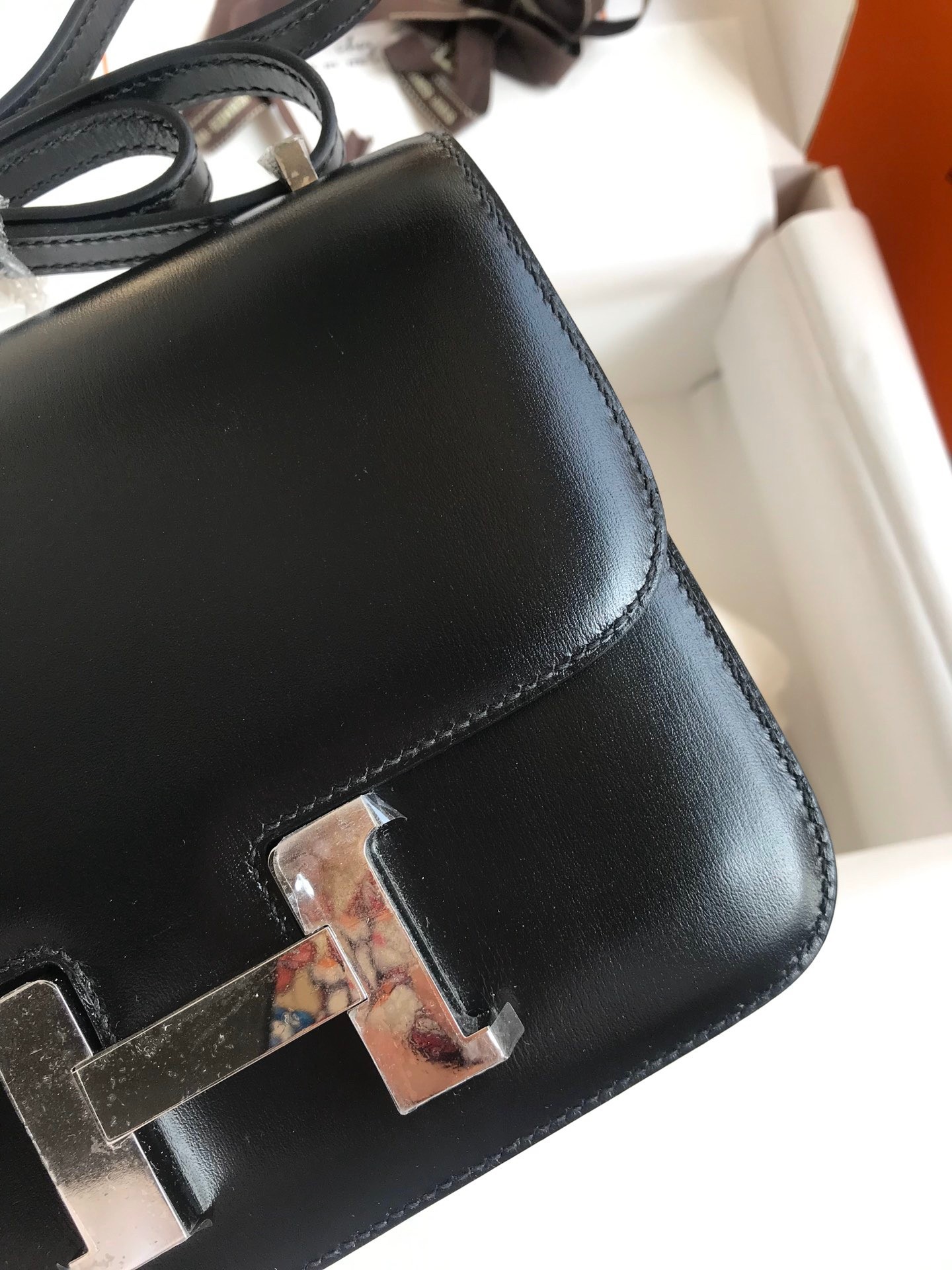H**mes constance 18 handmade bag in black box calf leather