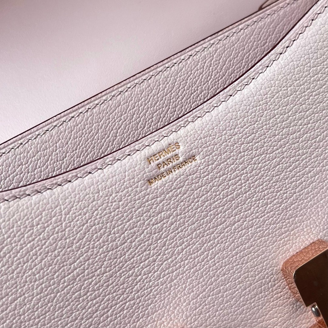 H**mes constance 18 handmade bag in mauve pale chevre mysore leather